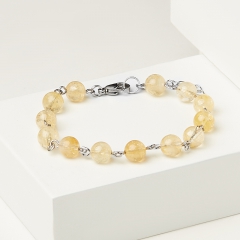 Браслет цитрин Бразилия (сталь хир.) 6 мм 16 см (+3 см)