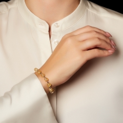 Браслет цитрин Бразилия (сталь хир.) 6 мм 16 см (+3 см)