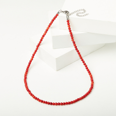 Бусы коралл красный Индонезия (сталь хир.) 4 мм 42 см (+7 см)