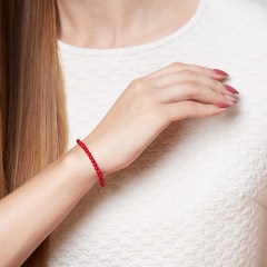 Браслет коралл красный Индонезия (сталь хир.) 4 мм 18 см (+3 см)