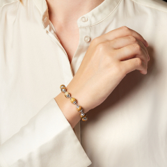 Браслет яшма рисунчатая (песочная) Намибия 8 мм 16 см (+3 см) (сталь хир.)