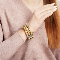 Браслет яшма рисунчатая (песочная) Намибия (биж. сплав) 8 мм 17 см