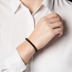 Браслет обсидиан серебристый Мексика 6 мм 20 см