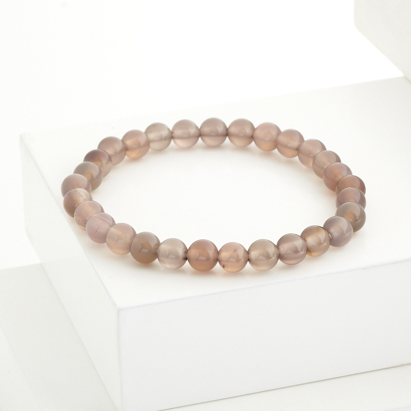 Браслет агат серый Ботсвана 6 мм 18 см