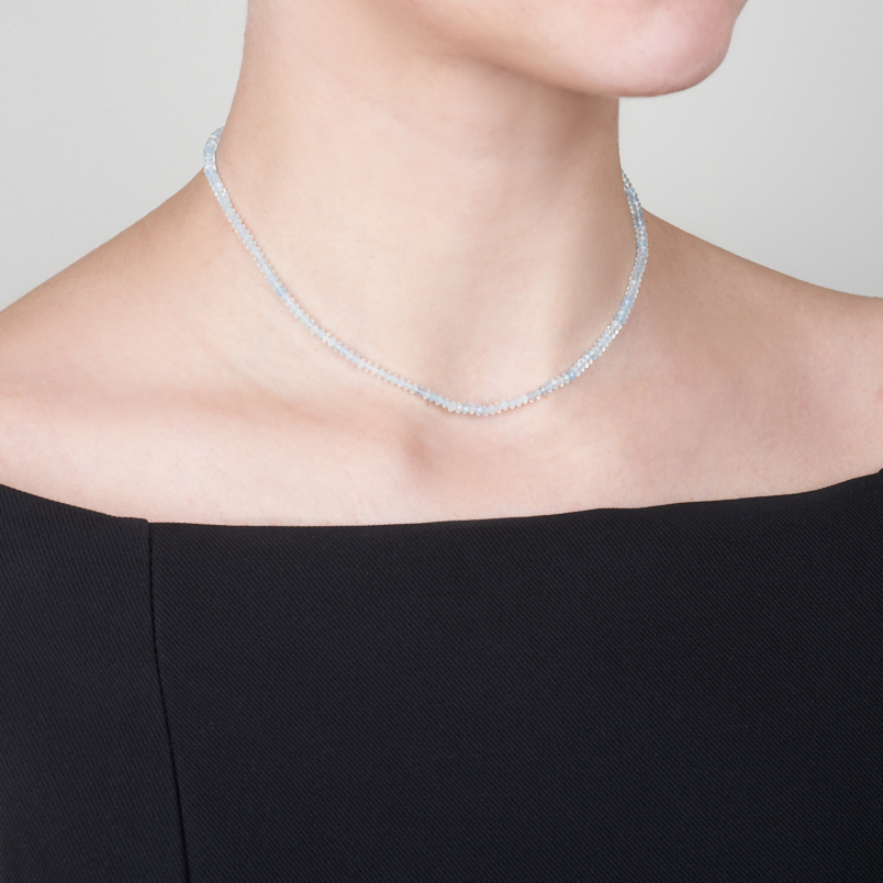 Бусы аквамарин Бразилия (сталь хир.) огранка 3 мм 40 см