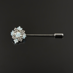 Брошь аквамарин Бразилия (сталь хир.) огранка (булавка)