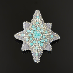 Брошь амазонит Перу (сталь хир., текстиль) огранка