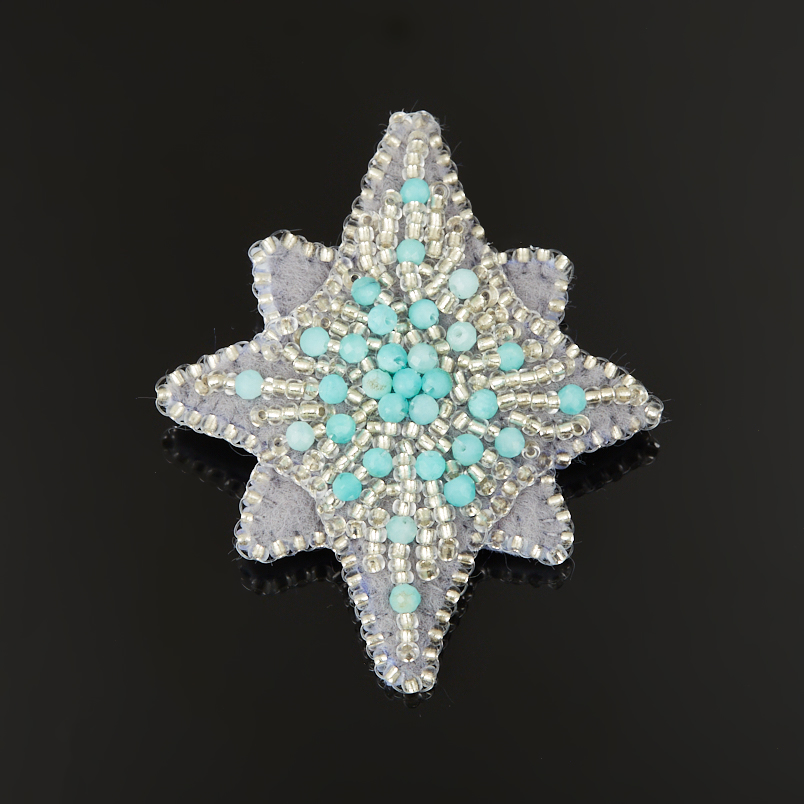 Брошь амазонит Перу (сталь хир., текстиль) огранка