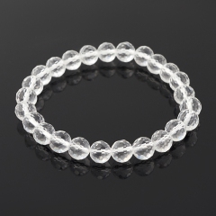 Браслет горный хрусталь Бразилия огранка 8 мм 16 см