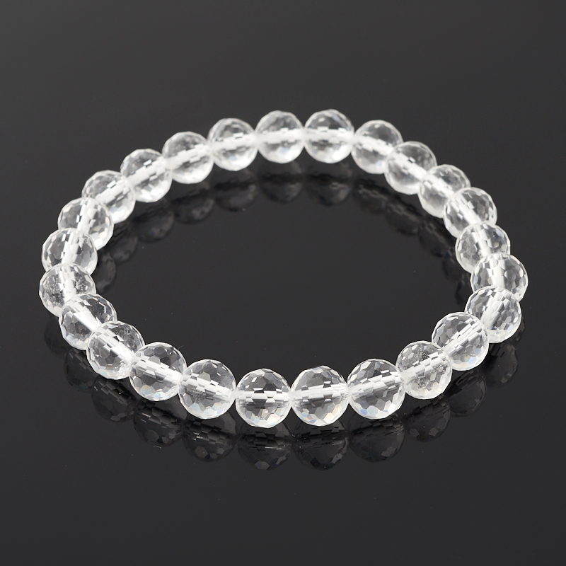 Браслет горный хрусталь Бразилия огранка 8 мм 16 см