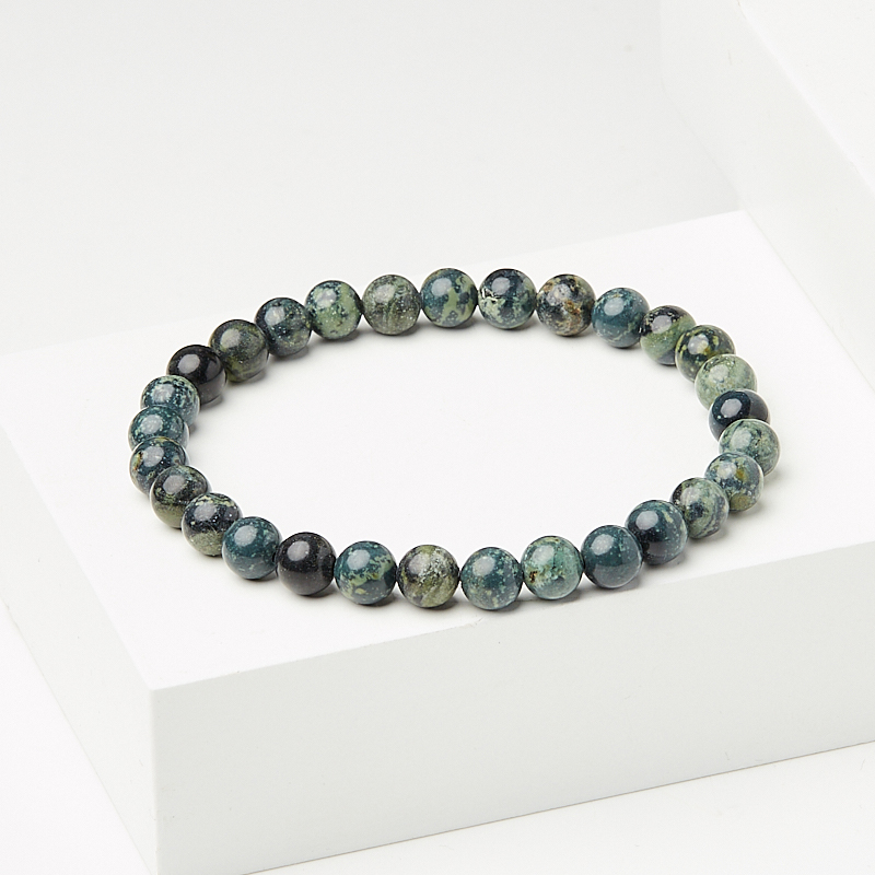 Браслет яшма зеленая Мадагаскар 6 мм 20 см