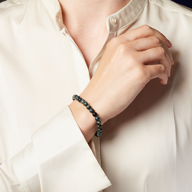 Браслет яшма зеленая Мадагаскар 6 мм 20 см