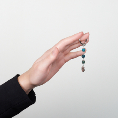 Брелок апатит синий Бразилия (биж. сплав, сталь хир.) 6,5 см