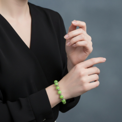 Браслет оникс мраморный зеленый Пакистан 10 мм 16 см (+3 см) (сталь хир.)