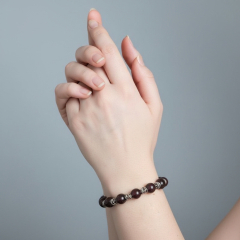 Браслет гранат альмандин Индия 10 мм 16 см (+3 см) (сталь хир.)