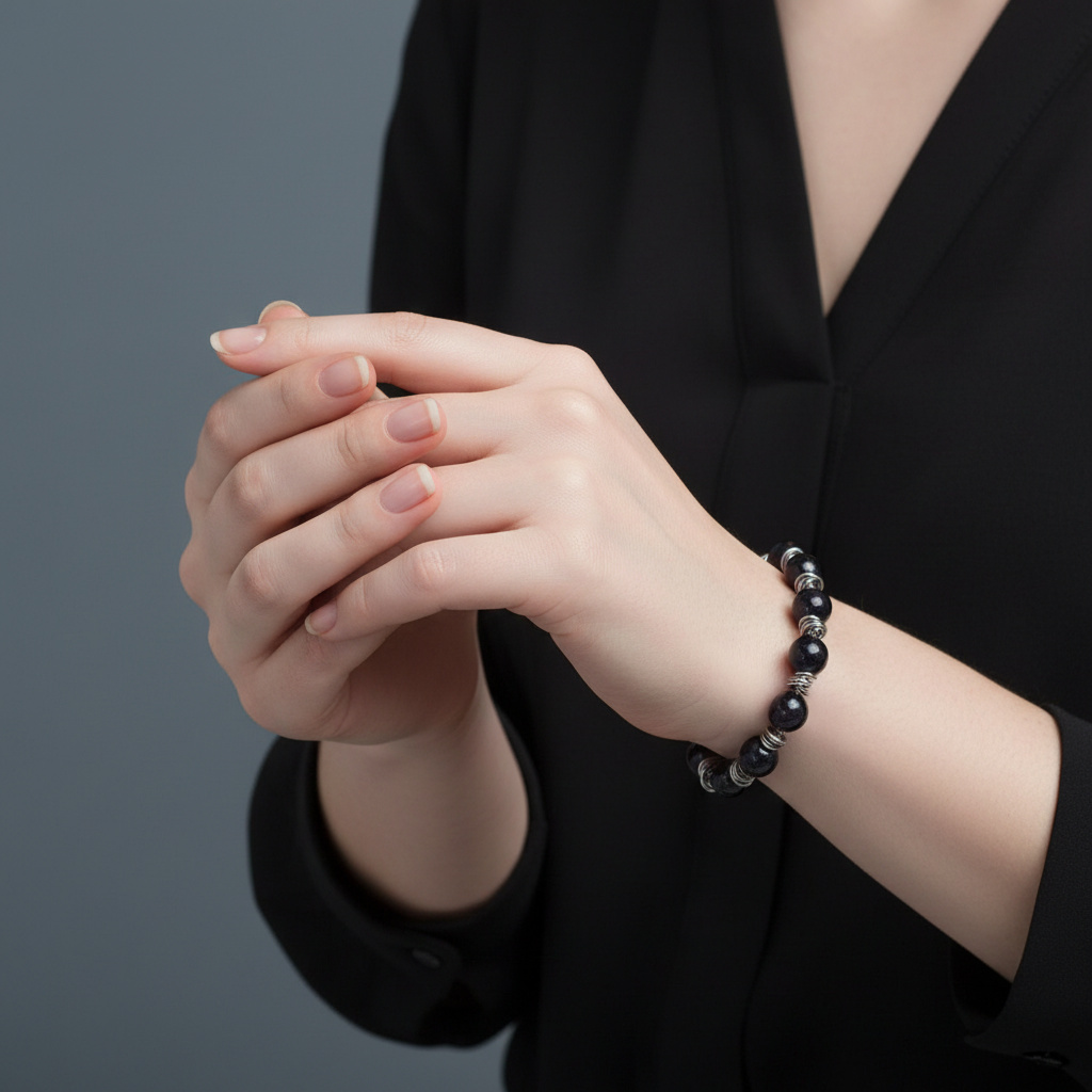 Браслет аметист Бразилия (сталь хир.) 10 мм 18 см (+3 см)