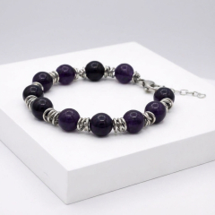 Браслет аметист Бразилия (сталь хир.) 10 мм 18 см (+3 см)