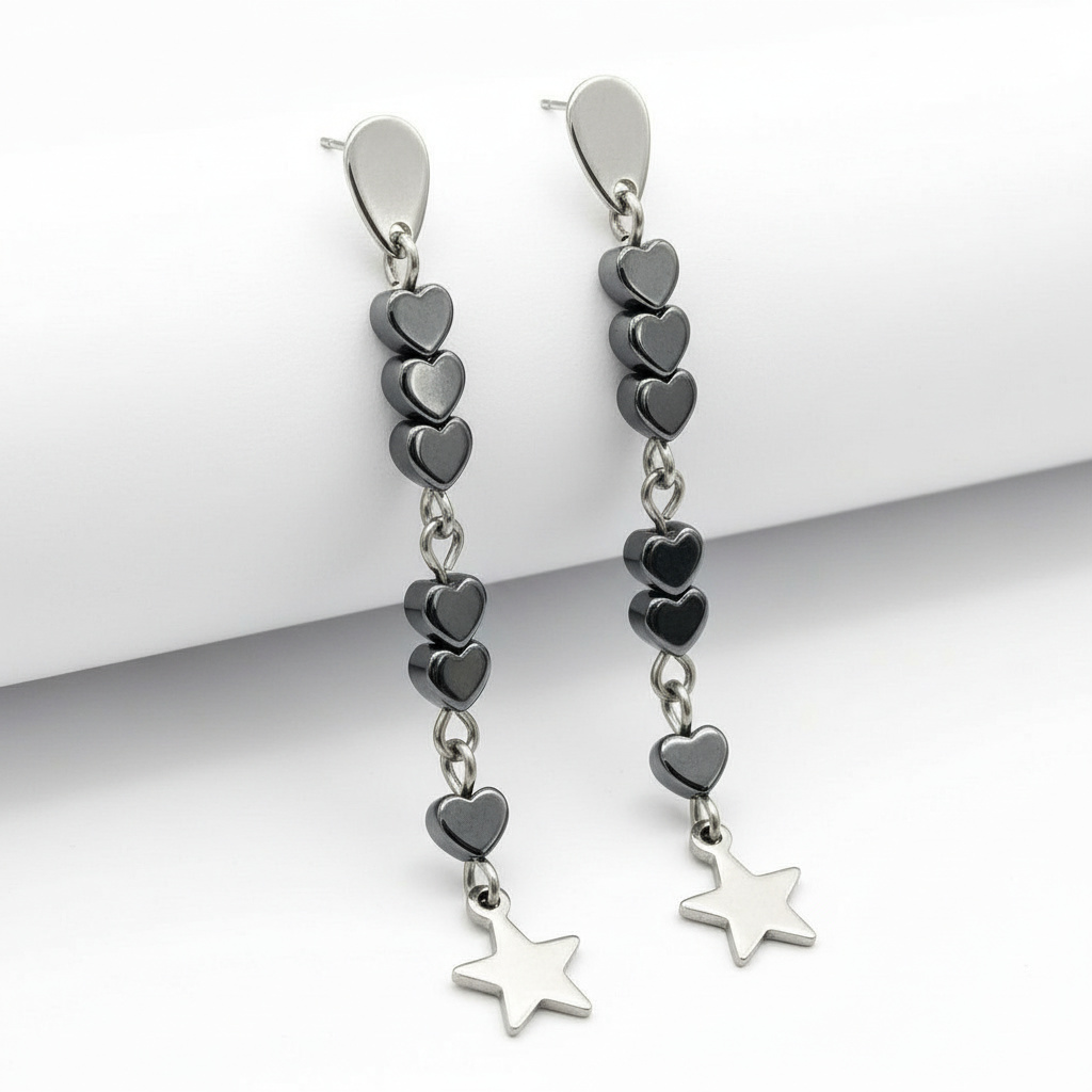 Серьги гематит Бразилия (сталь хир.) пуссеты