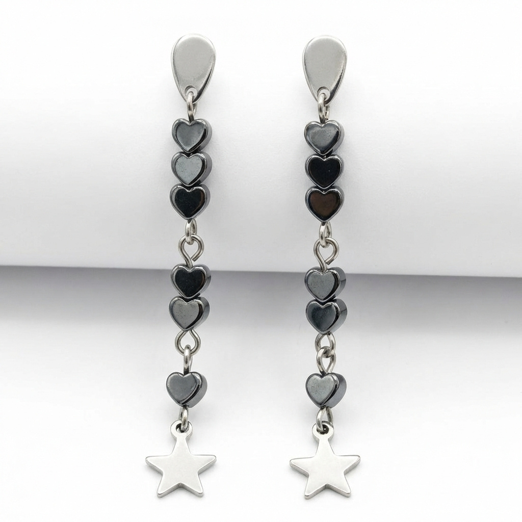 Серьги гематит Бразилия (сталь хир.) пуссеты