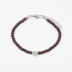 Браслет гранат альмандин Индия (сталь хир.) 4 мм 16 см (+3 см)