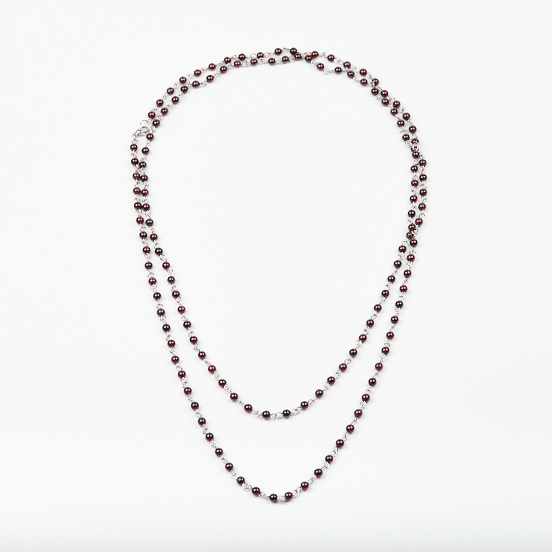 Бусы гранат альмандин Индия (сталь хир.) длинные 4 мм 125 см