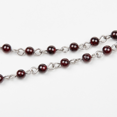 Бусы гранат альмандин Индия (сталь хир.) длинные 4 мм 125 см