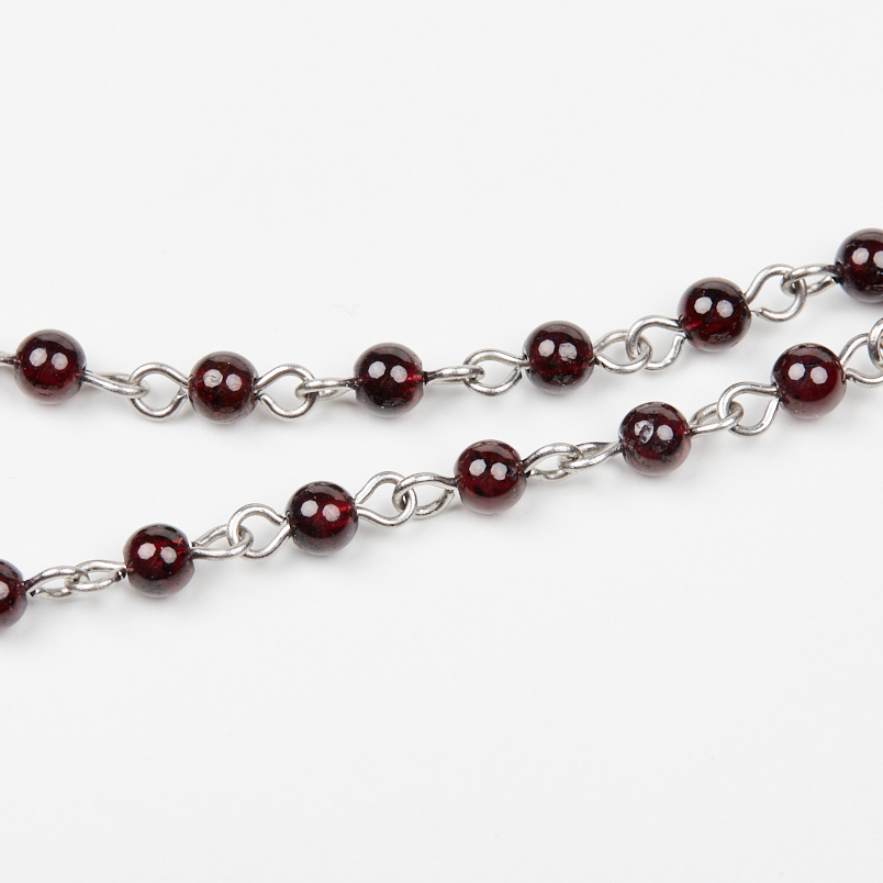 Бусы гранат альмандин Индия (сталь хир.) длинные 4 мм 125 см
