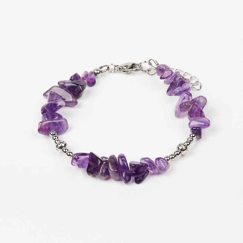 Браслет аметист Бразилия (сталь хир.) 17 см (+3 см)