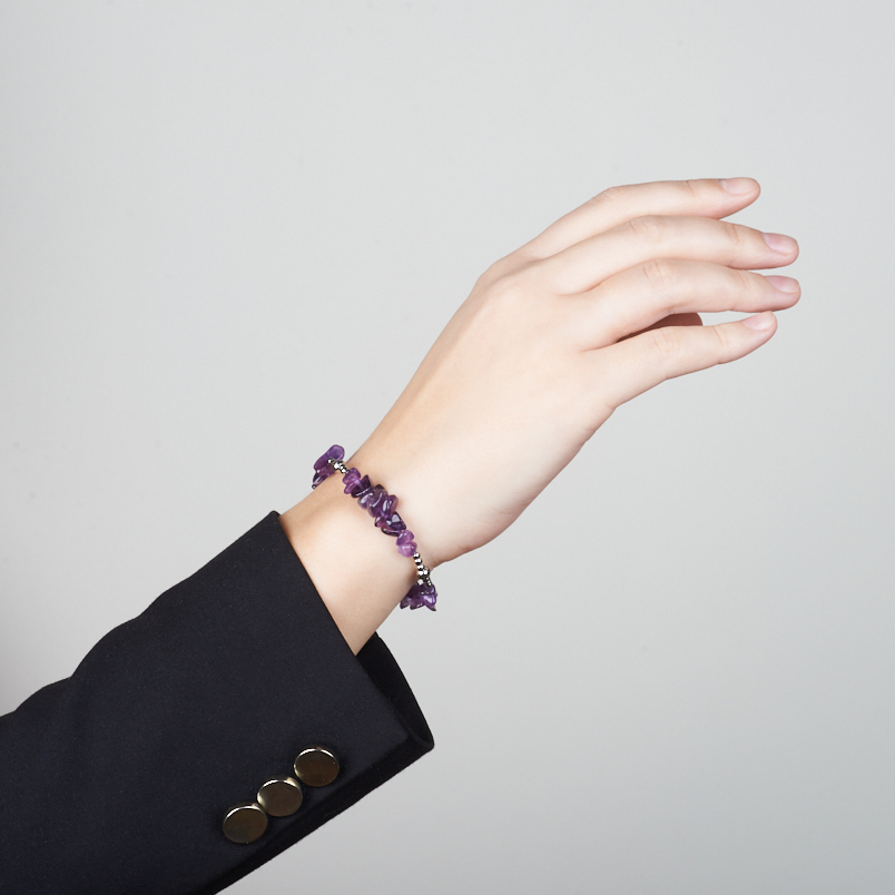 Браслет аметист Бразилия (сталь хир.) 17 см (+3 см)