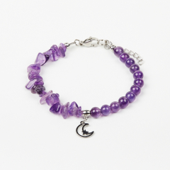 Браслет аметист Бразилия 16 см (+3 см) (сталь хир.)