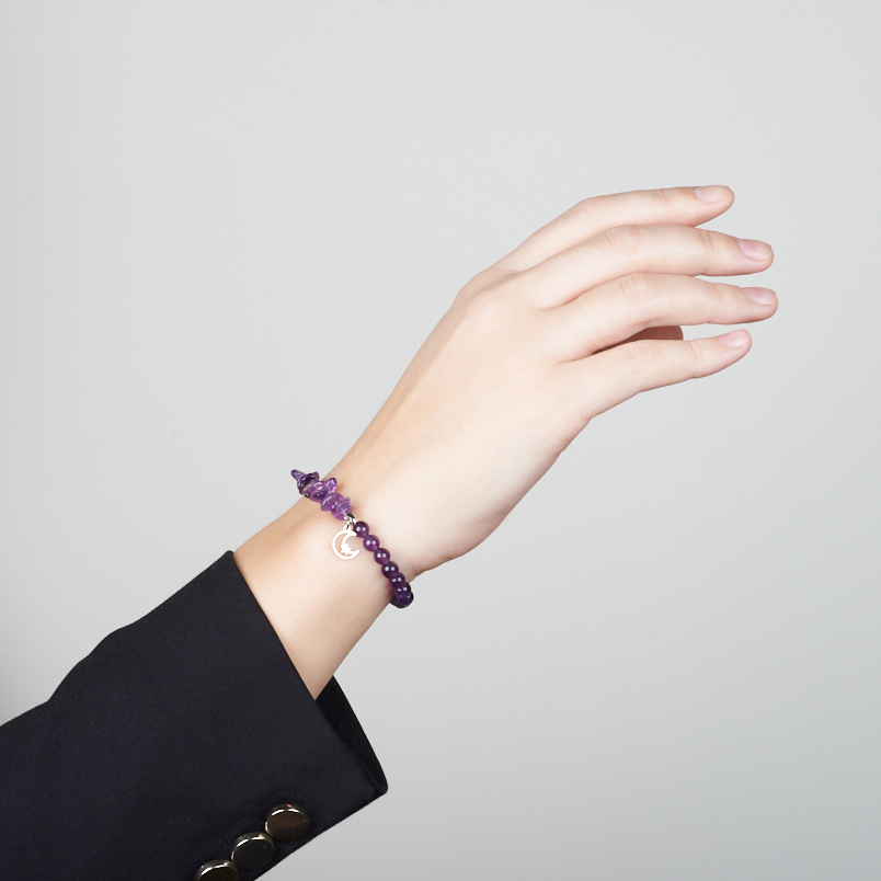 Браслет аметист Бразилия 16 см (+3 см) (сталь хир.)