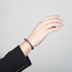 Браслет аметист Бразилия 17 см (+3 см) (сталь хир.)