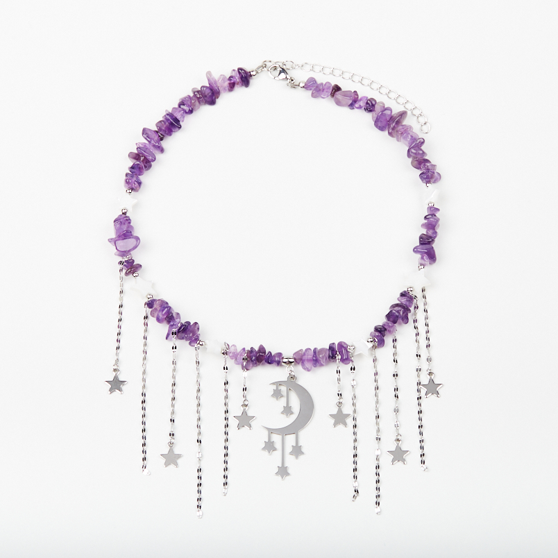 Бусы аметист Бразилия (сталь хир.) (колье) 38 см (+7 см)