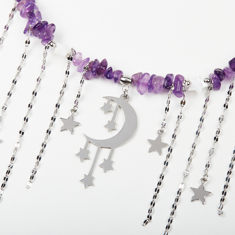 Бусы аметист Бразилия (сталь хир.) (колье) 38 см (+7 см)