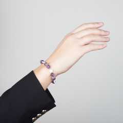 Браслет аметист Бразилия 8 мм 17 см (+3 см) (сталь хир.)