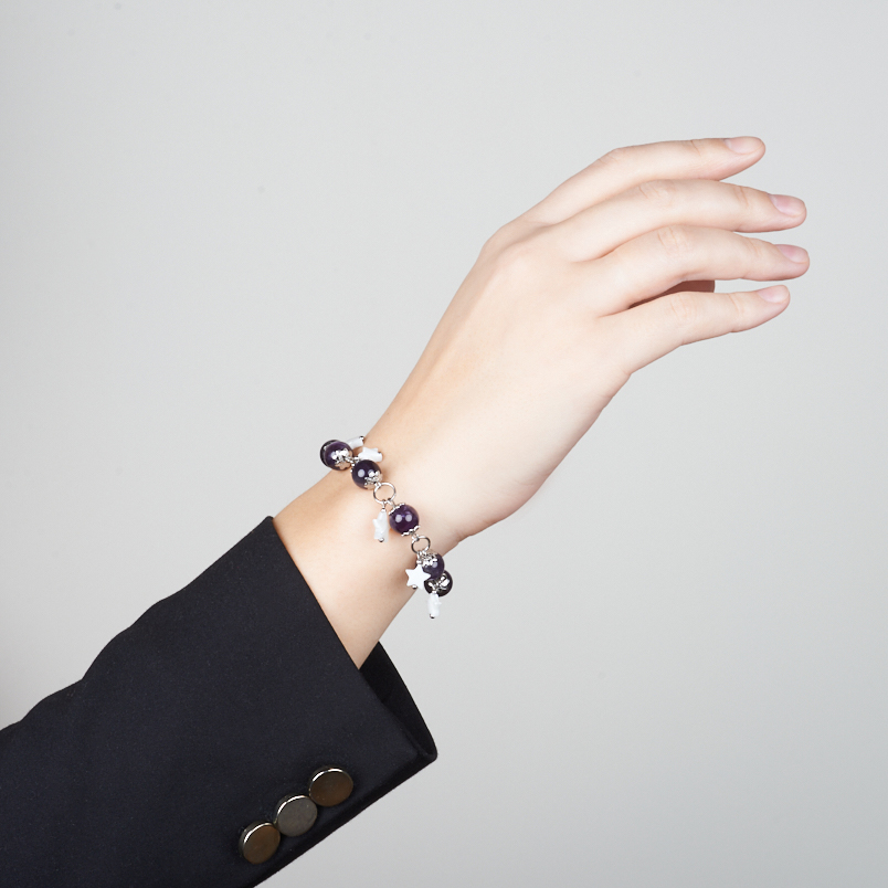 Браслет аметист Бразилия (сталь хир.) 10 мм 16 см (+3 см)