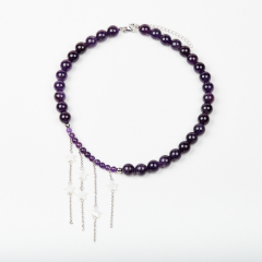 Бусы аметист Бразилия (сталь хир.) (колье) 48 см (+7 см)