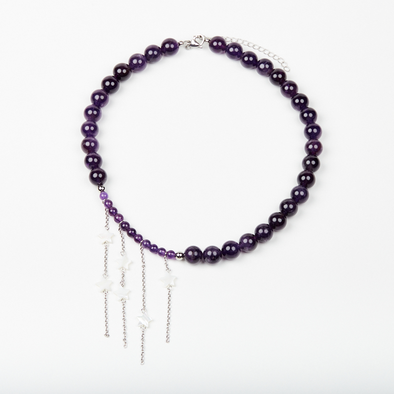 Бусы аметист Бразилия (сталь хир.) (колье) 48 см (+7 см)