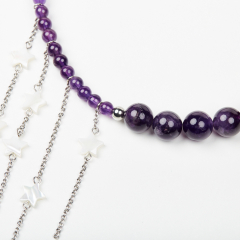 Бусы аметист Бразилия (сталь хир.) (колье) 48 см (+7 см)