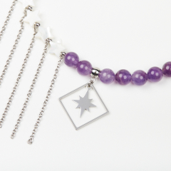 Бусы аметист Бразилия (сталь хир.) (колье) 8 мм 44 см (+7 см)