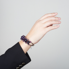 Браслет аметист Бразилия (биж. сплав, сталь хир.) 17 см (+3 см)