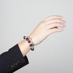 Браслет аметист Бразилия (сталь хир.) 12 мм 17 см (+3 см)