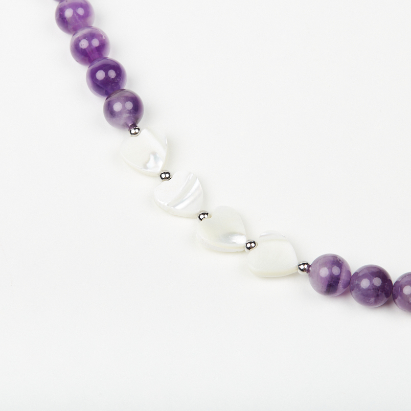 Бусы аметист Бразилия (сталь хир.) (колье) 8 мм 46 см (+7 см)