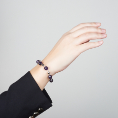 Браслет аметист Бразилия (сталь хир.) 10 мм 17 см (+3 см)