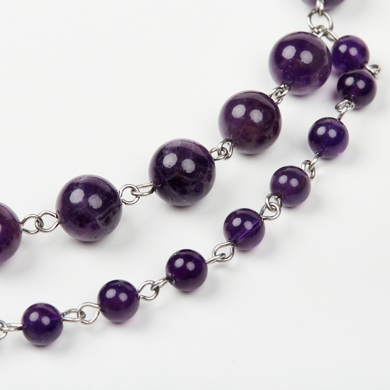 Бусы аметист Бразилия (сталь хир.) (колье) 42 см (+7 см)
