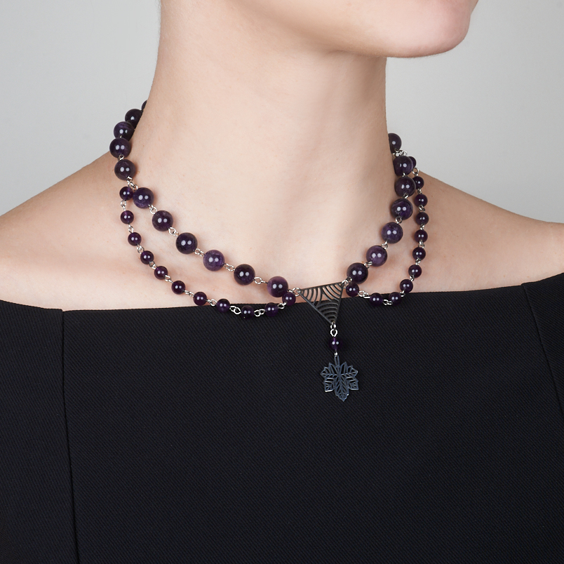 Бусы аметист Бразилия (сталь хир.) (колье) 42 см (+7 см)