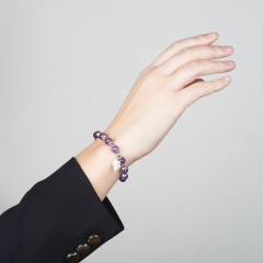 Браслет аметист Бразилия (сталь хир.) 8 мм 16 см (+3 см)