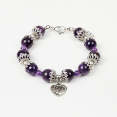 Браслет аметист Бразилия (биж. сплав, сталь хир.) 18 см (+3 см)