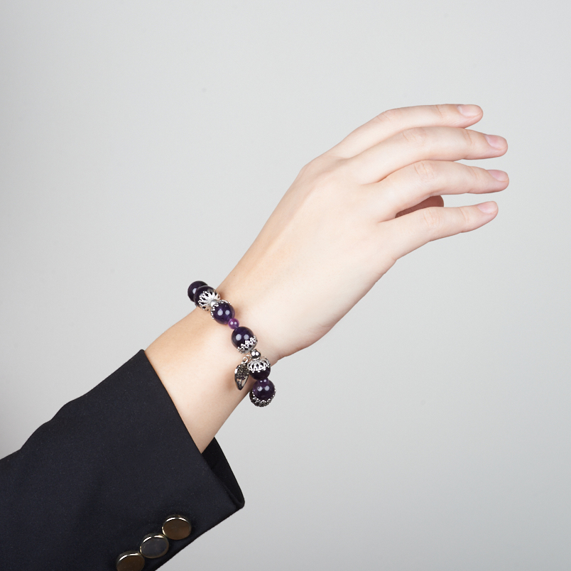 Браслет аметист Бразилия (биж. сплав, сталь хир.) 18 см (+3 см)