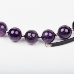 Бусы аметист Бразилия (биж. сплав, силикон) (колье) 12 мм (регулируемый)